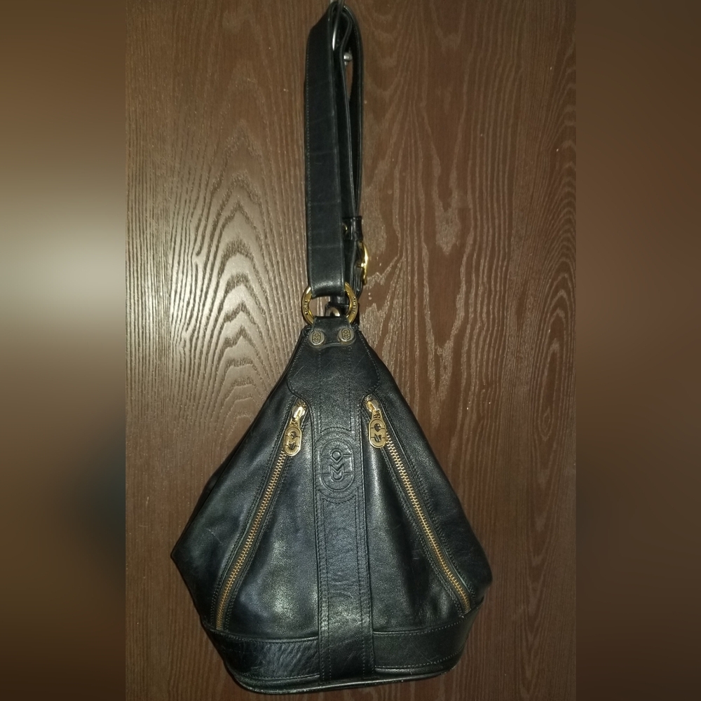 Marino Orlandi Black Backpack with Gold Accents